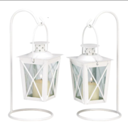 White Railroad Candle Lanterns 