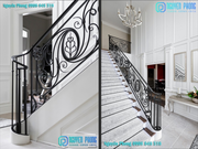 Luxury black wrought iron stair railings